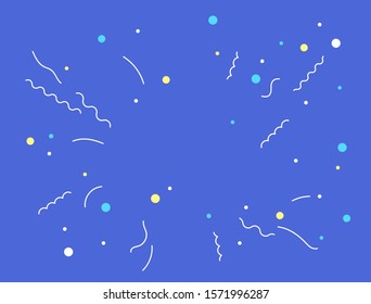 Dots and irregular lines on blue background.
