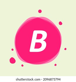 Dots Letter b in abstract fluid pink background vector design.
