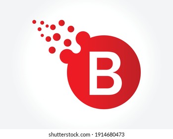 Logo de la letra puntos B. Vector de diseño de letras D con puntos.