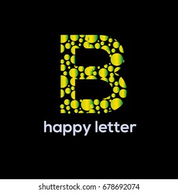Dots Letter B Logo. Design Vector with Yellow gradient bubbles