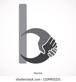 Dots Letter B Logo. P Letter Design Vector with handshake.