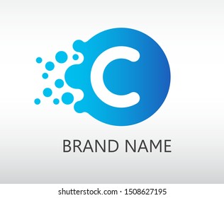 Dots Letter C Logo. C Letter Design Vector with Dots.