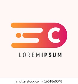 Logo de la letra C. Vector de diseño de carta con puntos. Plantilla de logotipo de carta. Vector de color degradado. Plantilla de diseño de logotipo inicial de carta de línea mínima. Ilustración del logotipo del vector