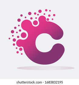 Dots Letter C Logo. C Letter Design Vector with Dots.