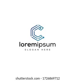 Logo de la letra C de puntos. C Vector de diseño de letras con puntos.
