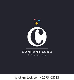 Dots Letter C Logo. C Letter Design Vector with Dots. Vector Lettering Illustration of a Colorful Alphabet with Bubbles.