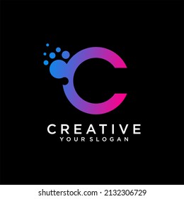 Dots and letter C logo design Vector