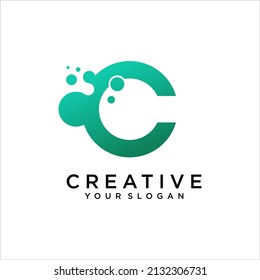 Dots and letter C logo design Vector