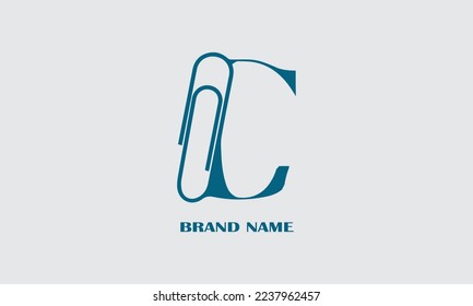 Dots Letter C Logo. Letter C Design Vector with paper clips.