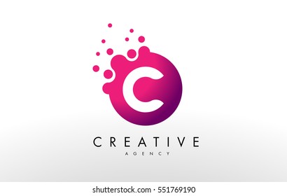 Dots Letter C Logo. C Letter Design Vector with Dots.