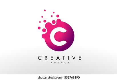 Logotipo da letra C. C Letter Design Vector com Pontos.