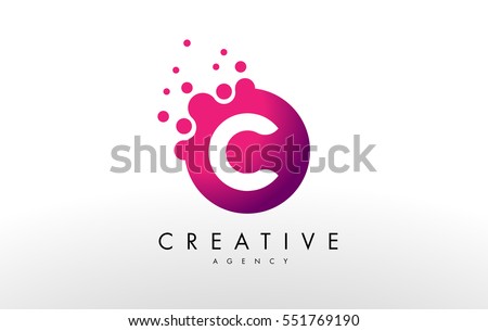 Dots Letter C Logo. C Letter Design Vector with Dots.
