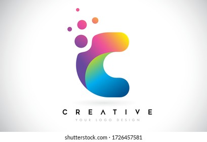 Dots Letter C Logo. C Letter Icon Design Vector with Dots. Vector Lettering Illustration of a Colorful Alphabet with Bubbles.