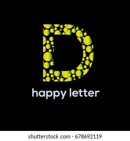 Dots Letter D Logo.  Design Vector with Yellow gradient bubbles