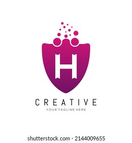 Dots Letter H Logo. H Letter logo Design Vector with Dots.