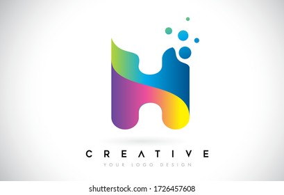 Dots Letter H Logo. H Letter Icon Design Vector with Dots. Vector Lettering Illustration of a Colorful Alphabet with Bubbles.