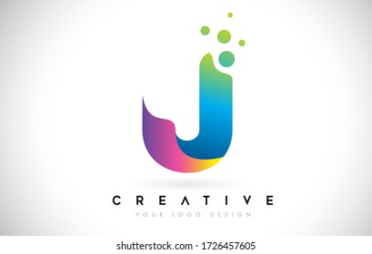 Dots Letter J Logo. J Letter Icon Design Vector with Dots. Vector Lettering Illustration of a Colorful Alphabet with Bubbles.