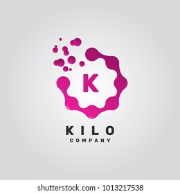 Dots Letter K Logo. K Letter Design Vector with Dots.