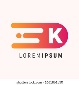 Dots Letter K Logo. Letter Design Vector with Dots. Letter logo template. Gradient color vector. Minimal Line Letter Initial Logo Design Template. Vector Logo Illustration