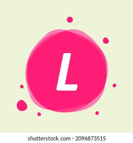 Dots Letter l in abstract fluid pink background vector design.