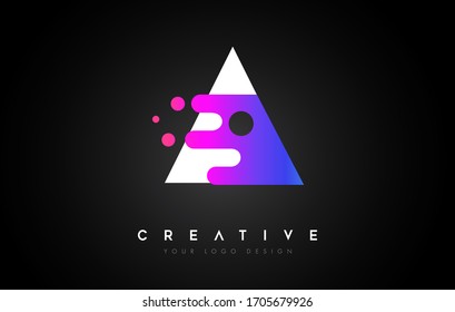 Dots Letter A Logo Design. Letter A Icon with Fluid Liquid Idea and Purple Colors Vector Illustration.