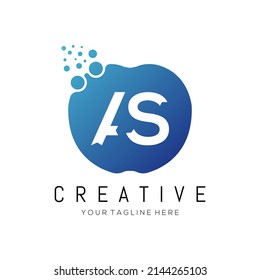  Dots AS letter logo design. AS white color logo.dots blue color design.