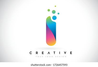 Logo De La Letra Dots I. Letra Vector de diseño de iconos con puntos. Ilustración vectorial de un alfabeto colorido con burbujas.