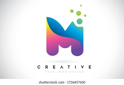 Dots Letter M Logo. M Letter Icon Design Vector with Dots. Vector Lettering Illustration of a Colorful Alphabet with Bubbles.