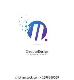 Logotipo de letra N puntos. N Vector de diseño de letras con puntos.