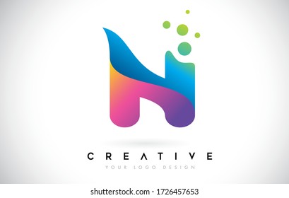 Dots Letter N Logo. N Letter Icon Design Vector with Dots. Vector Lettering Illustration of a Colorful Alphabet with Bubbles.
