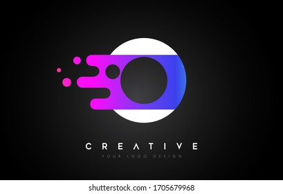 Dots Letter O Logo Design. Letter O Icon with Fluid Liquid Idea and Purple Colors Vector Illustration.