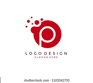 Dots Letter P Logo Design Template