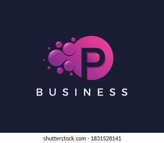 Dots Letter P Logo. P Letter Design Vector with Dots