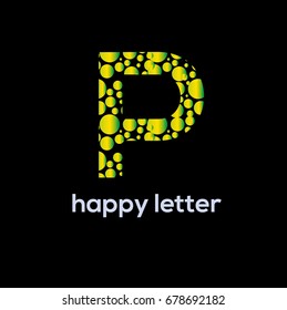 Dots Letter P Logo. Design Vector with Yellow gradient bubbles