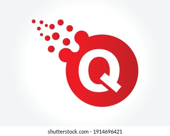 Dots Letter Q Logo. D Letter Design Vector with Dots.