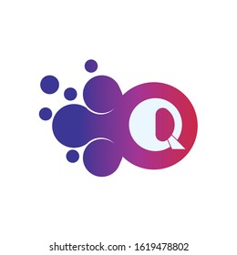Dots Letter Q Logo. Q Letter Design Vector with Dots.

