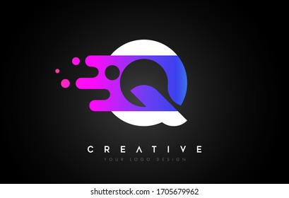 Dots Letter Q Logo Design. Letter Q Icon with Fluid Liquid Idea and Purple Colors Vector Illustration.