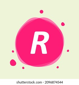 Dots Letter r in abstract fluid pink background vector design.
