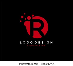 Dots Letter R Logo Design Template
