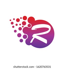 Dots Letter R Logo. R Letter Design Vector with Dots.
