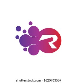 Dots Letter R Logo. R Letter Design Vector with Dots.
