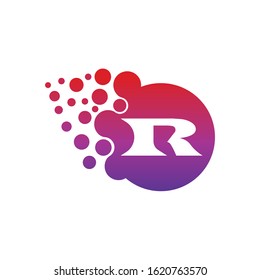 Dots Letter R Logo. R Letter Design Vector with Dots.
