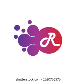 Dots Letter R Logo. R Letter Design Vector with Dots.
