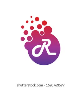 Dots Letter R Logo. R Letter Design Vector with Dots.
