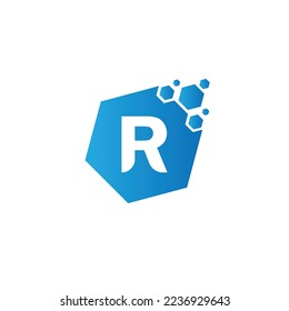 Dots Letter R Logo. R Letter Design Vector with Dots.