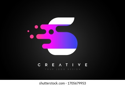 Dots Letter S Logo Design. Letter S Icon with Fluid Liquid Idea and Purple Colors Vector Illustration.