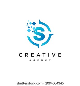 Dots Letter S Logo. S Letter Design Vector with Dots