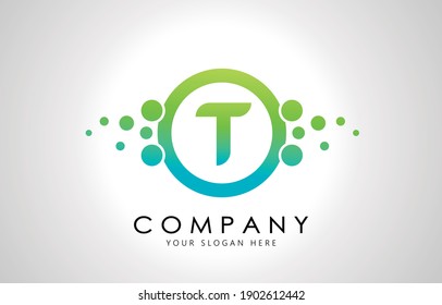 Dots Letter T Logo Blue Green Stock Vector (Royalty Free) 1902612442 ...