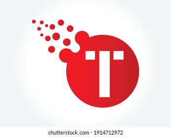Dots Letter T Logo. T Letter Design Vector with Dots.