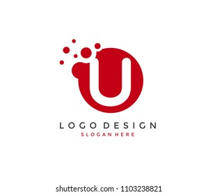 Dots Letter U Logo Design Template